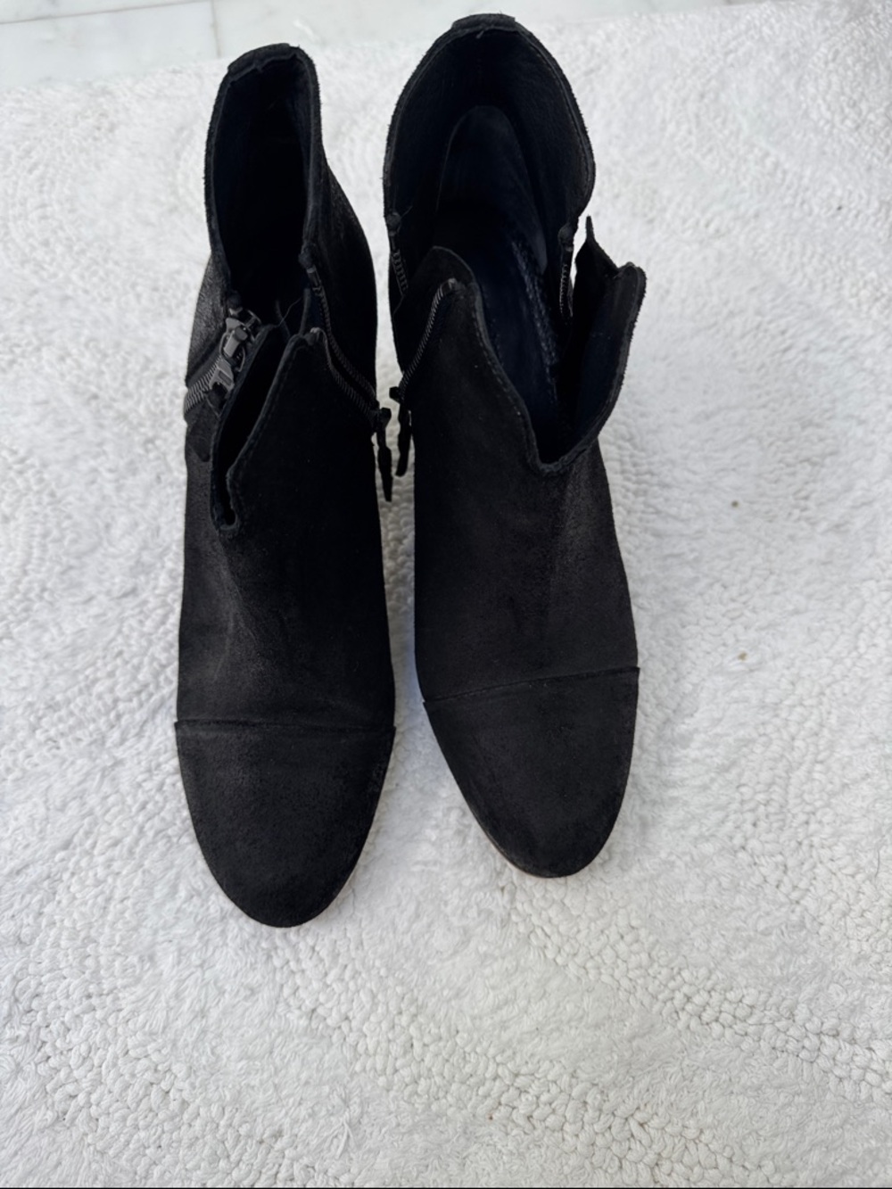 rag & bone Black Suede Pointed Ankle Booties with Side Zip